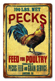 Rooster Feeds And Seeds Metal Sign