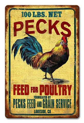 Rooster-Feeds-And-Seeds-Metal-Sign