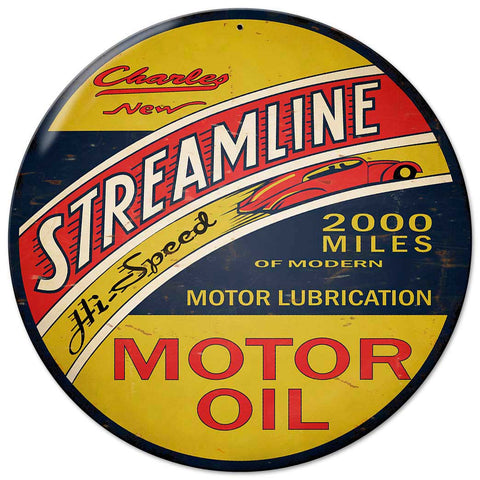 Streamline Motor Oil Metal Sign