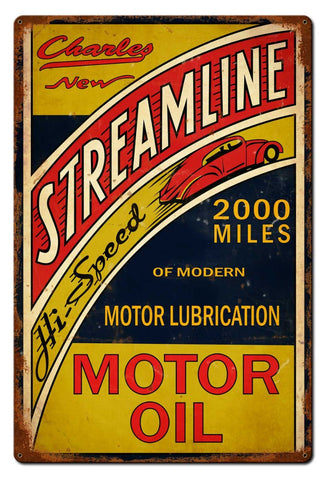 Streamline Motor Oil Metal Sign