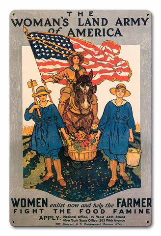 Woman's Land Army America Metal Sign