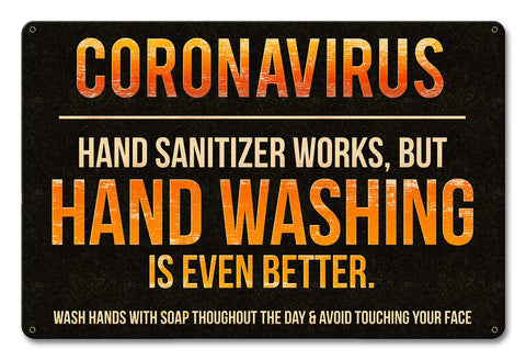 Coronavirus Hand Washing Metal Sign