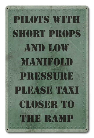 PILOTS WITH SHORT PROPS Metal Sign