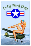 L 19 Bird Dog Pinup Metal Sign