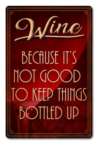 Wine Bottled Up Metal Sign
