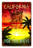 California Ride The Wave Metal Sign
