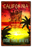 California Ride The Wave Metal Sign