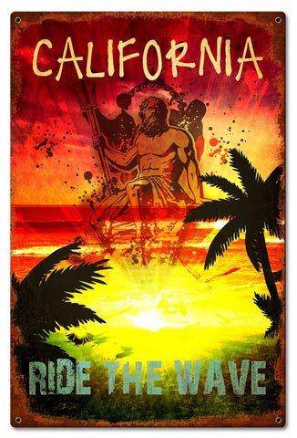 California Ride The Wave Metal Sign