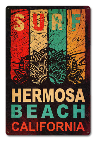 Surf Hermosa Beach Metal Sign