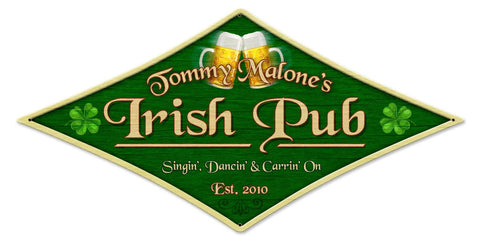 Irish Pub Diamond   Personalized Metal Sign