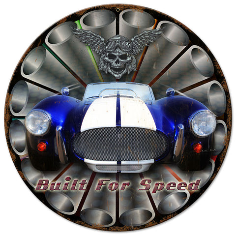 Built For Speed Vintage 14 x 14 Round Metal Sign
