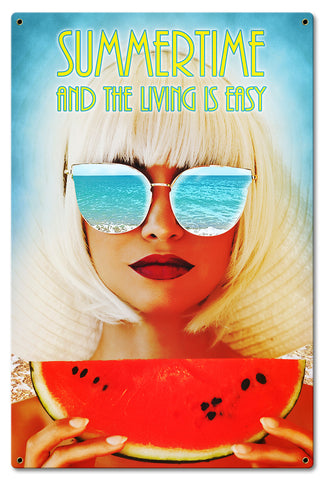 Summertime Living Easy 16 x 24 Satin Metal Sign
