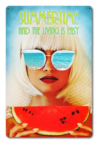 Summertime Living Easy 12 x 18 Satin Metal Sign