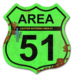 Area 51 Road Sign Shield 15 x 15 Custom Shape Metal Sign