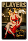 Player's Pool Girl 12 x 18 Satin Metal Sign