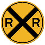 Railroad Crossing 18 x 18 Custom Shape Metal Sign