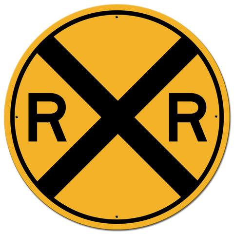 Railroad Crossing 28 x 28 Round Metal Sign