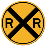 Railroad Crossing 28 x 28 Round Metal Sign