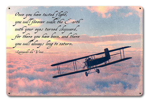 Da Vinci Flight Quote 18 x 12 Satin Metal Sign