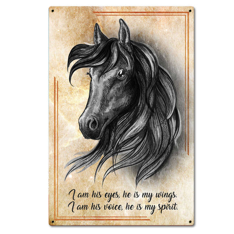 Horse Wing Spirit 16 x 24 Satin Metal Sign