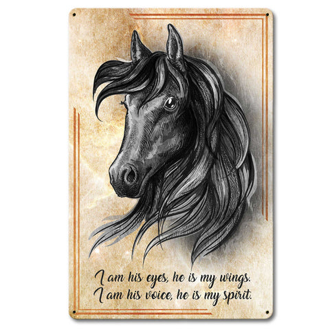Horse Wing Spirit 12 x 18 Satin Metal Sign