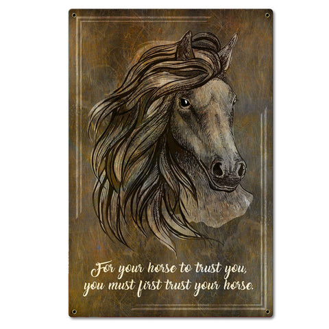 Horse Trust Dakr 16 x 24 Satin Metal Sign