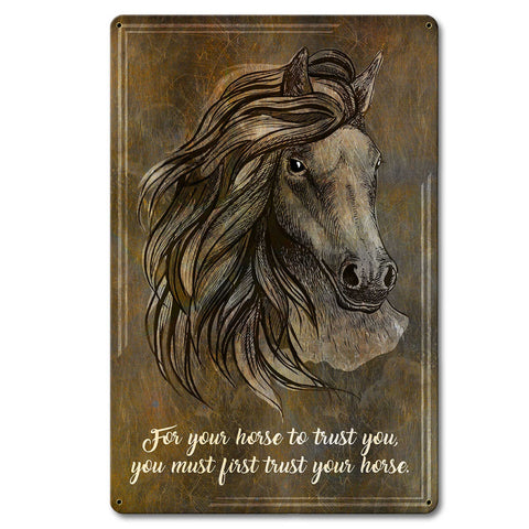 Horse Trust Dark 12 x 18 Satin Metal Sign