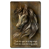 Horse Wing Spirit Dark 12 x 18 Satin Metal Sign