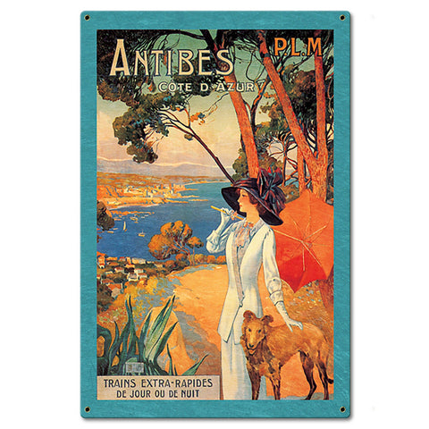 Antibes Vintage Travel Metal Sign 16in X 24in Metal Sign