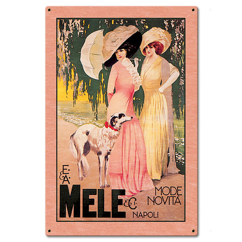 Ladies In Napoli Vintage Metal Sign 16in X 24in Metal Sign