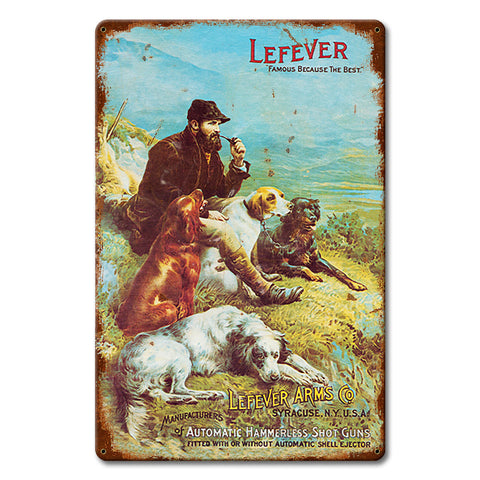Lefever Shotgun Ad Metal Sign 12in X 18in Metal Sign
