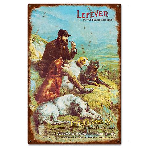 Lefever Shotgun Ad Metal Sign 16in X 24in Metal Sign