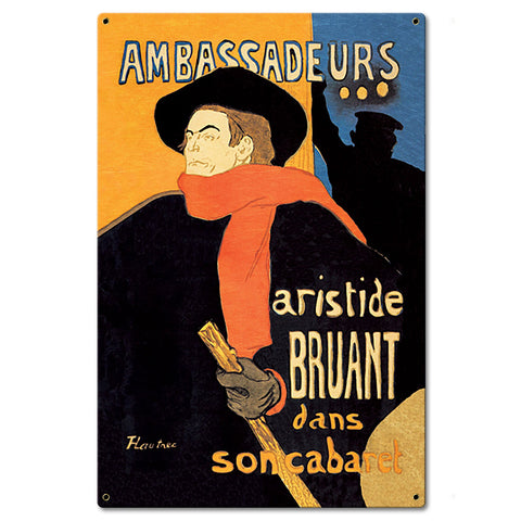 Lautrec Ambassadeurs Metal Sign 16in X 24in Metal Sign