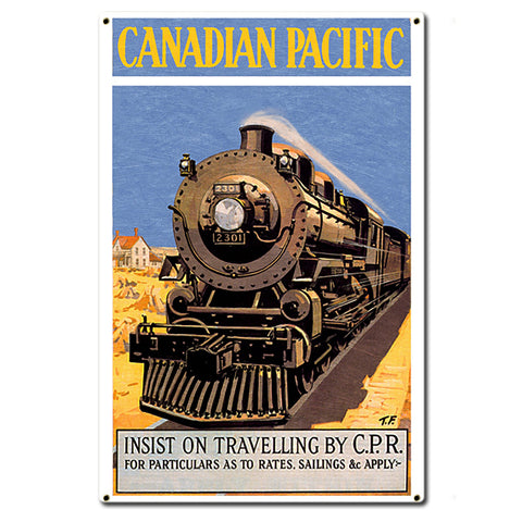 Canada Pacific Railroad Metal Sign 16in X 24in Metal Sign