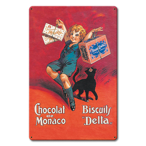 Chocolat De Monaco Metal Sign 12in X 18in Metal Sign