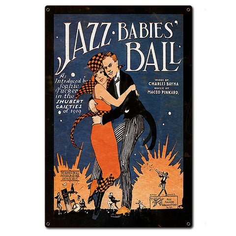 Jazz Babies Ball Metal Sign 16in X 24in Metal Sign