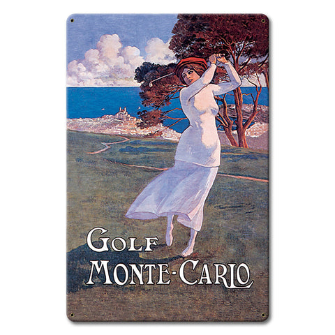 Golf Monte Carlo Vintage Metal Sign 12in X 18in Metal Sign