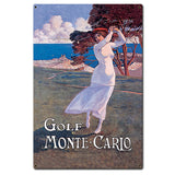 Golf Monte Carlo Vintage Metal Sign 16in X 24in Metal Sign