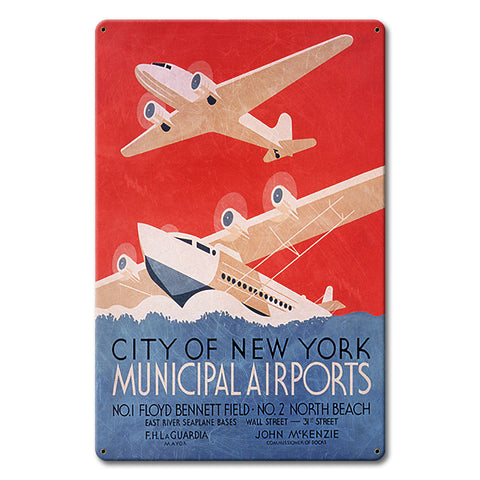 New York Seaplane Metal Sign 12in X 18in Metal Sign
