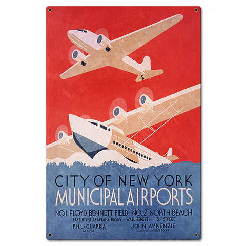 New York Seaplane Metal Sign 16in X 24in Metal Sign