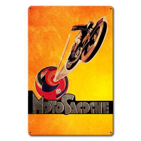 Moto Sacoche Motorcycle Metal Sign 12in X 18in Metal Sign