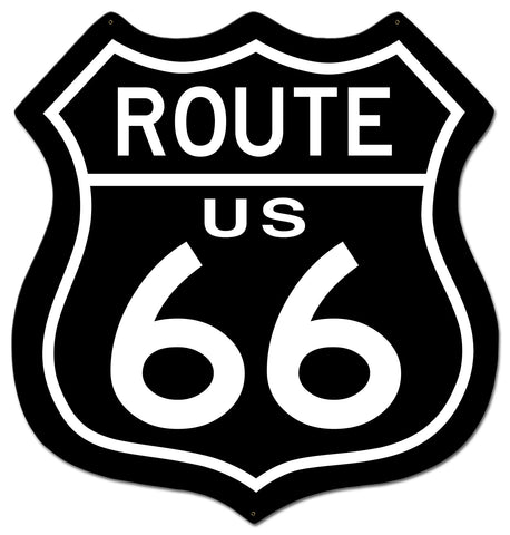 Route US 66 Inverse Metal Sign 28in X 29in Metal Sign