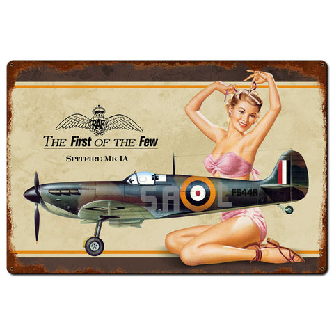 SPITFIRE PINUP Metal Sign 36in X 24in Metal Sign
