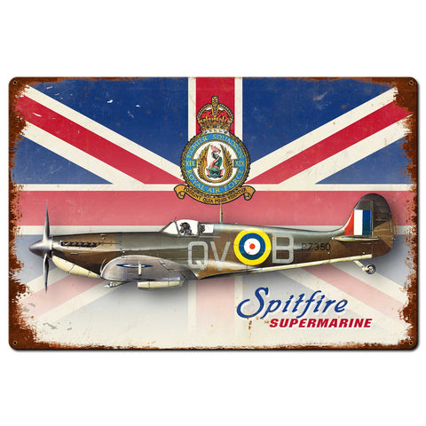 SPITFIRE UNION JACK Metal Sign 36in X 24in Metal Sign