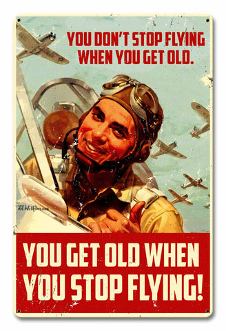 PTSB670   STOP FLYING OLD Metal Sign