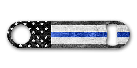 American Flag Blue Line 7 x 4 Bottle Opener Metal Sign