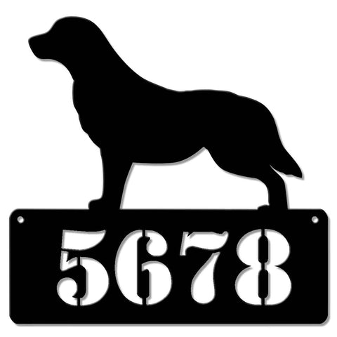 Golden Retriever Address Sign  - Personalized Metal Sign