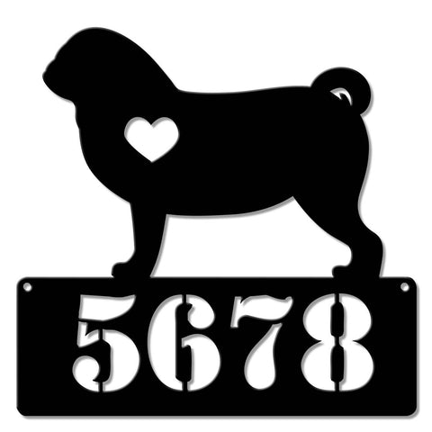 Pug Lover Address Sign  - Personalized Metal Sign