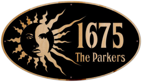 Sun Moon  Name Number - Personalized Metal Sign