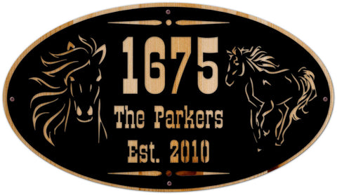 Horse Name Number Est  - Personalized Metal Sign